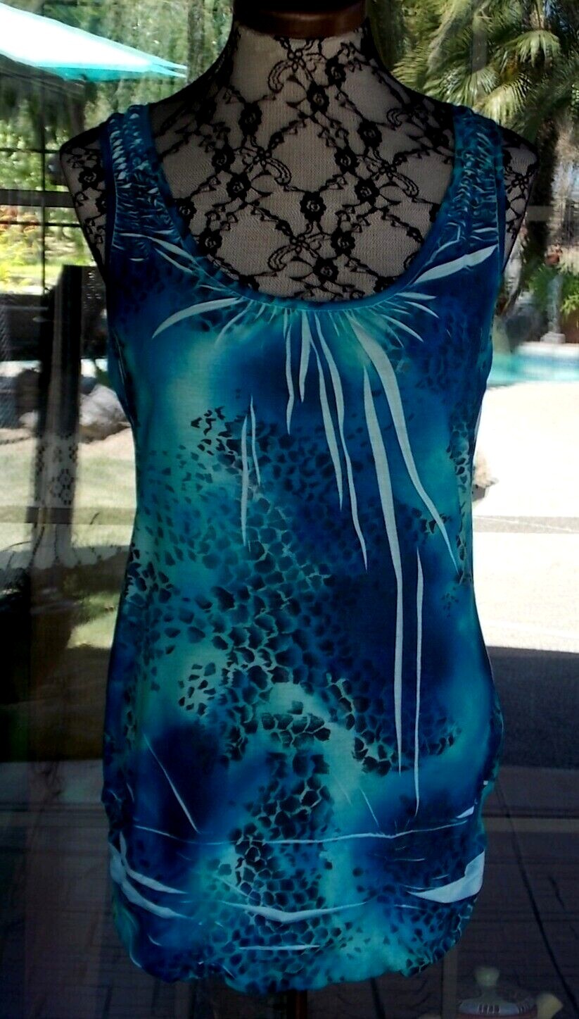 Sleeveless Animal Print Racer Back Banded Ruched Bottom Shirt Sz. XL Juniors