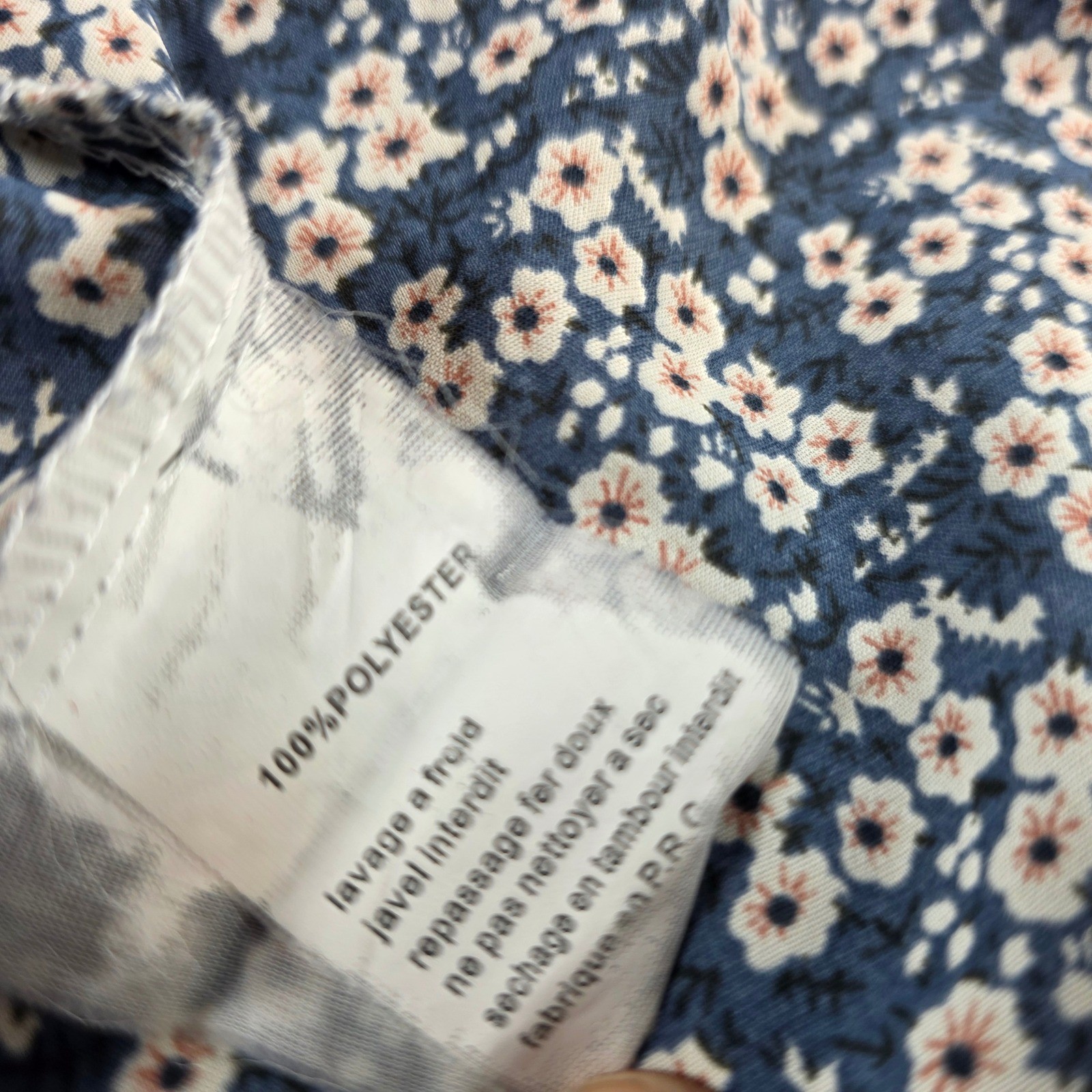 In April 1986 Womens M/L Blue Floral Wrap Midi Dress 3/4 Sleeve V-Neck
