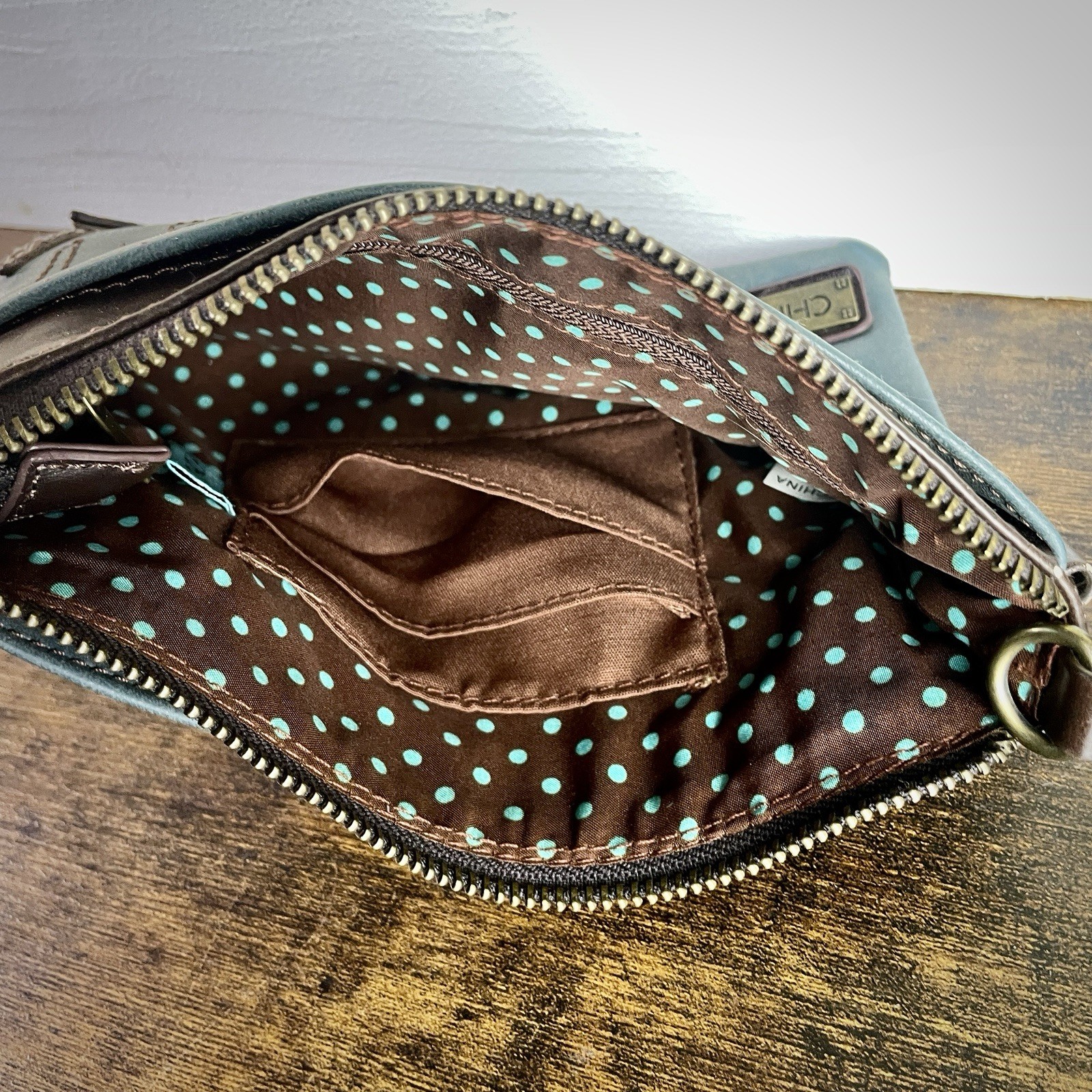 Chala Crossbody Bag Clutch with Dachshund Applique Faux Leather MISSING STRAP