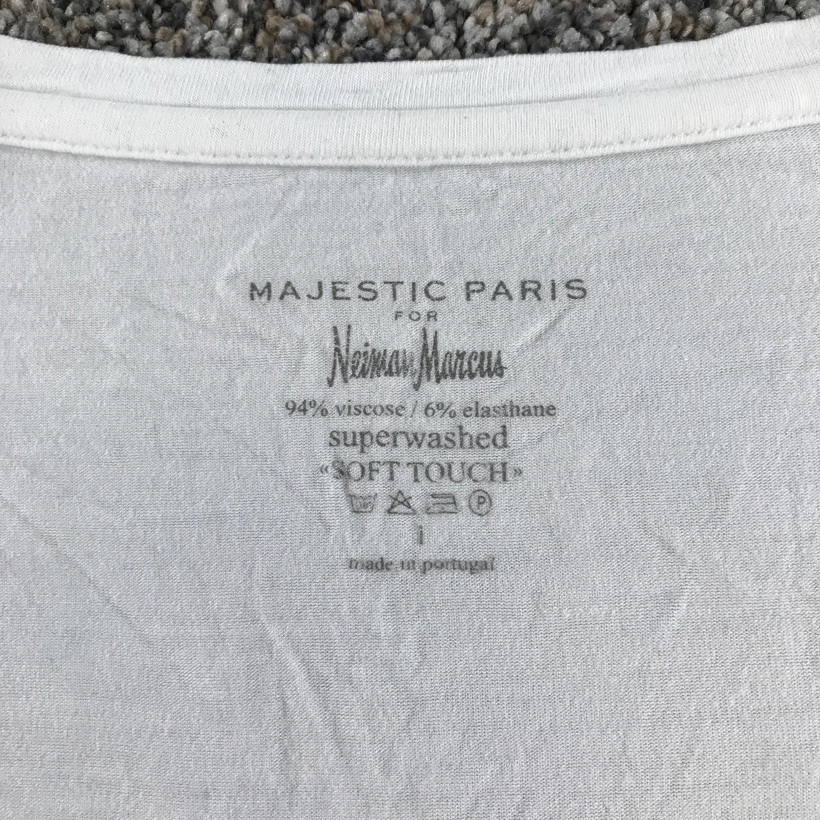 Majestic Paris For Neiman Marcus T Shirt Womens L White Scoop Neck 3/4 Sleeve