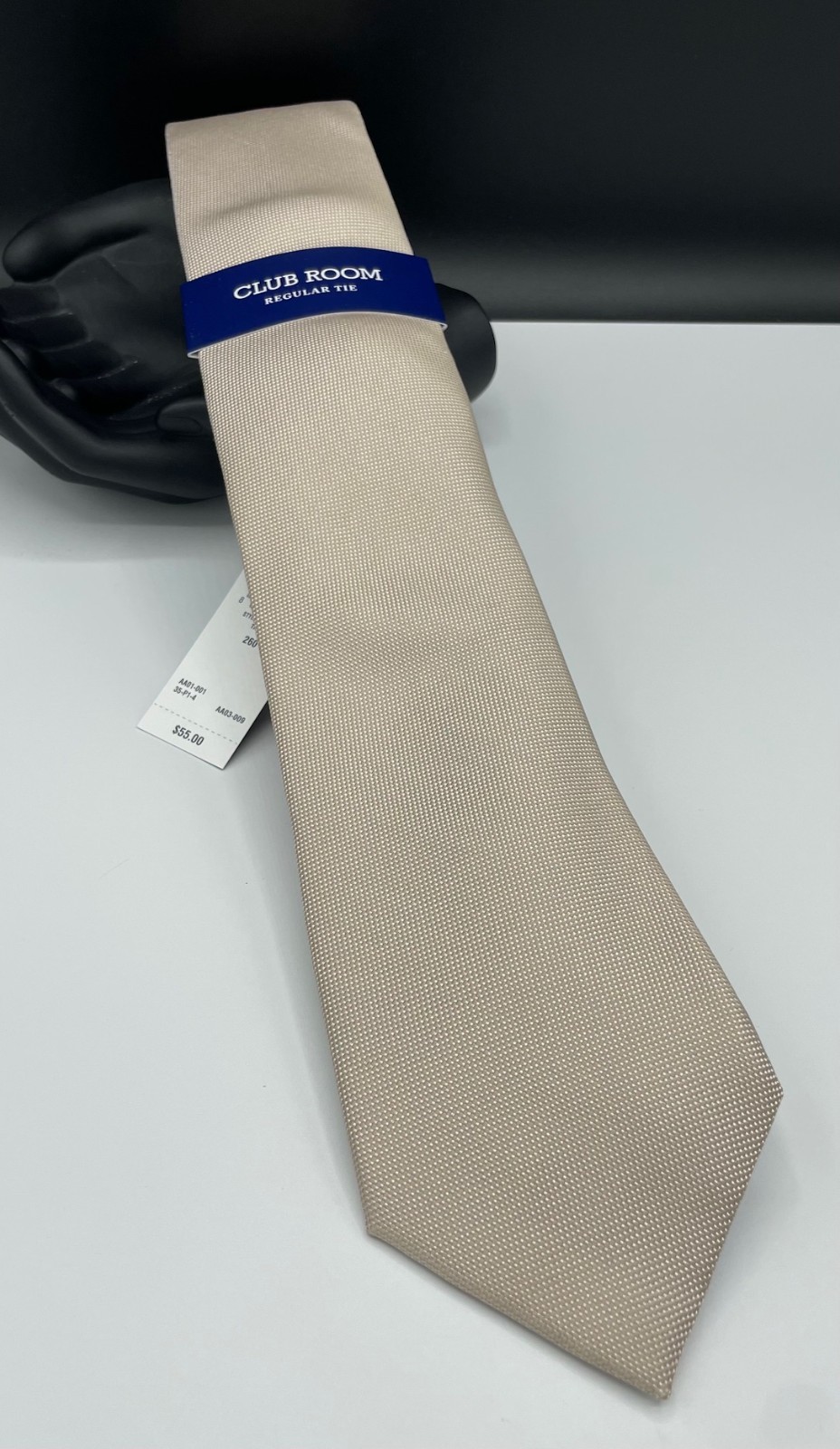 Club Room Regular Tie Men’s 100% Polyester Tie ~ Taupe ~ Fairway Solid