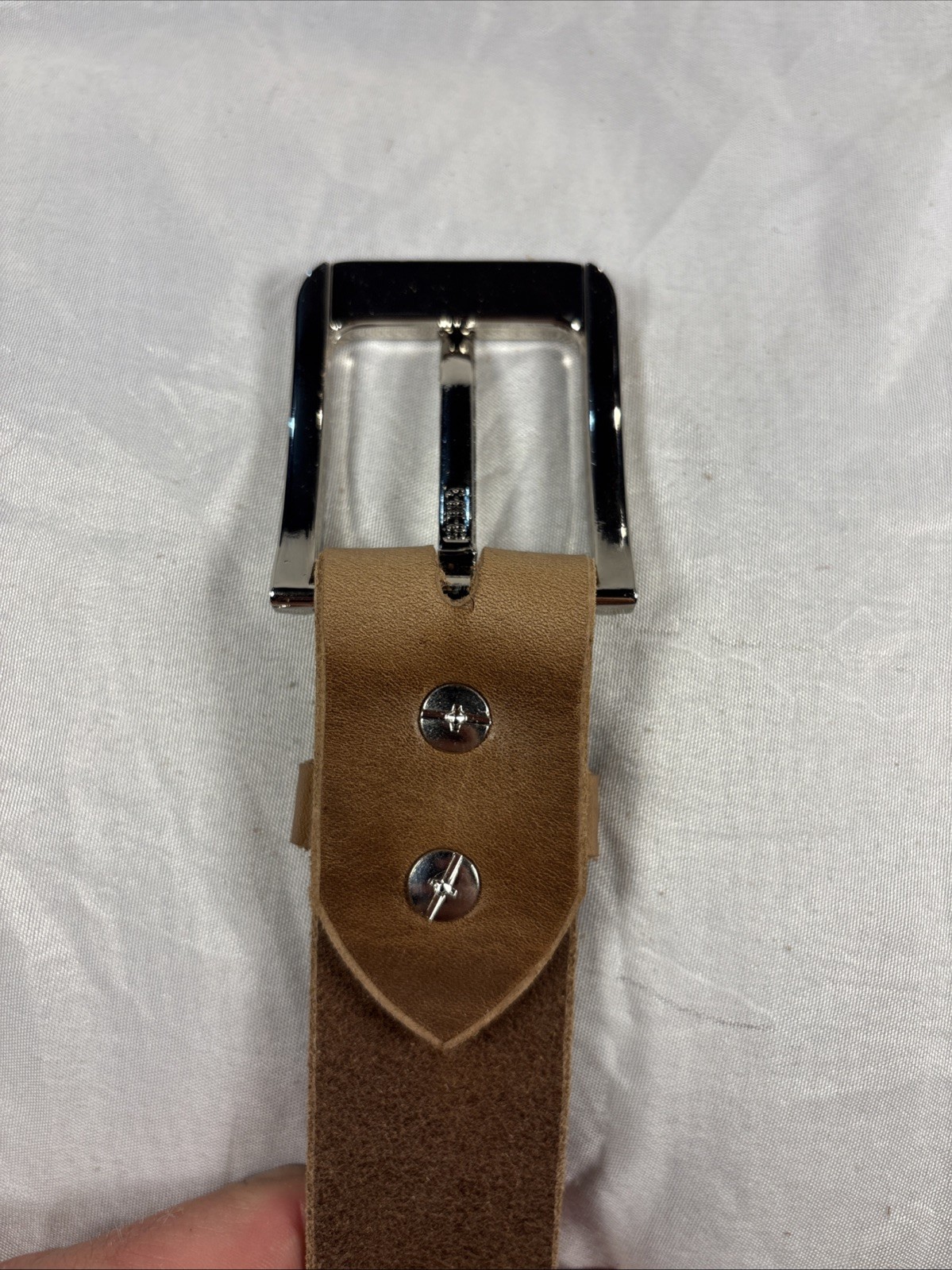 Natural Horween Chromexcel Handmade Leather Belt 1.5 Inch Raw Edge Silver Buckle