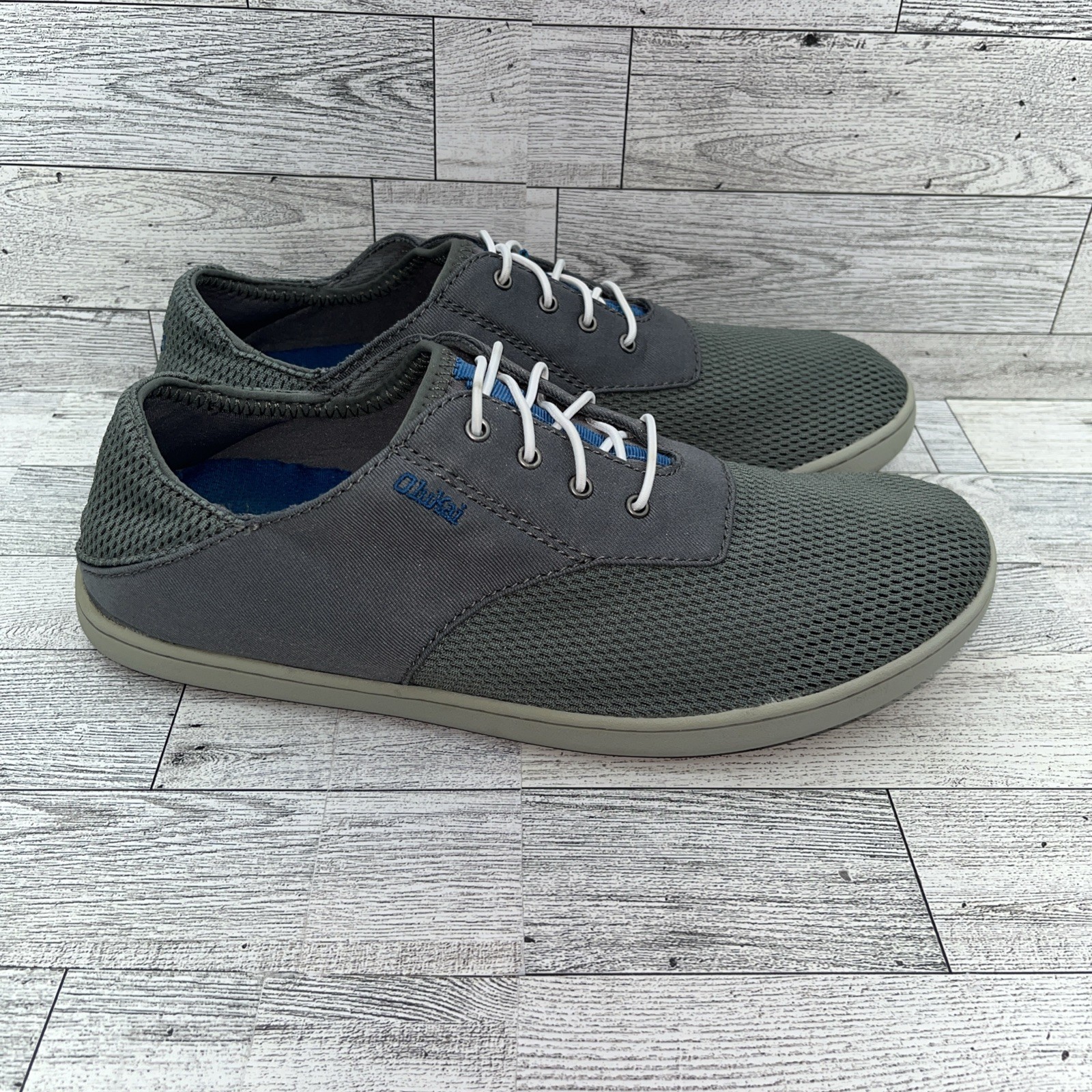 Olukai Nohea Moku Gray Sneaker Shoes Men Size 8