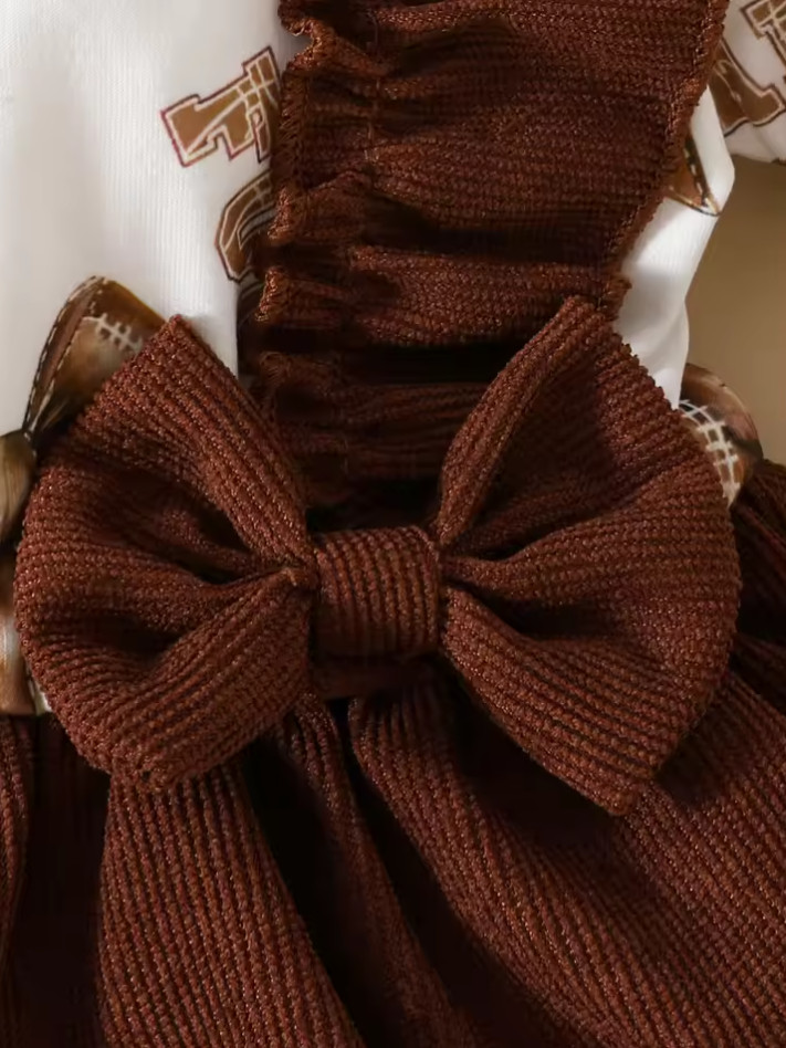 Baby girl Dress Ruffled Bow Corduroy Long sleeved Dress+Headband 2Pcs/Set Baby