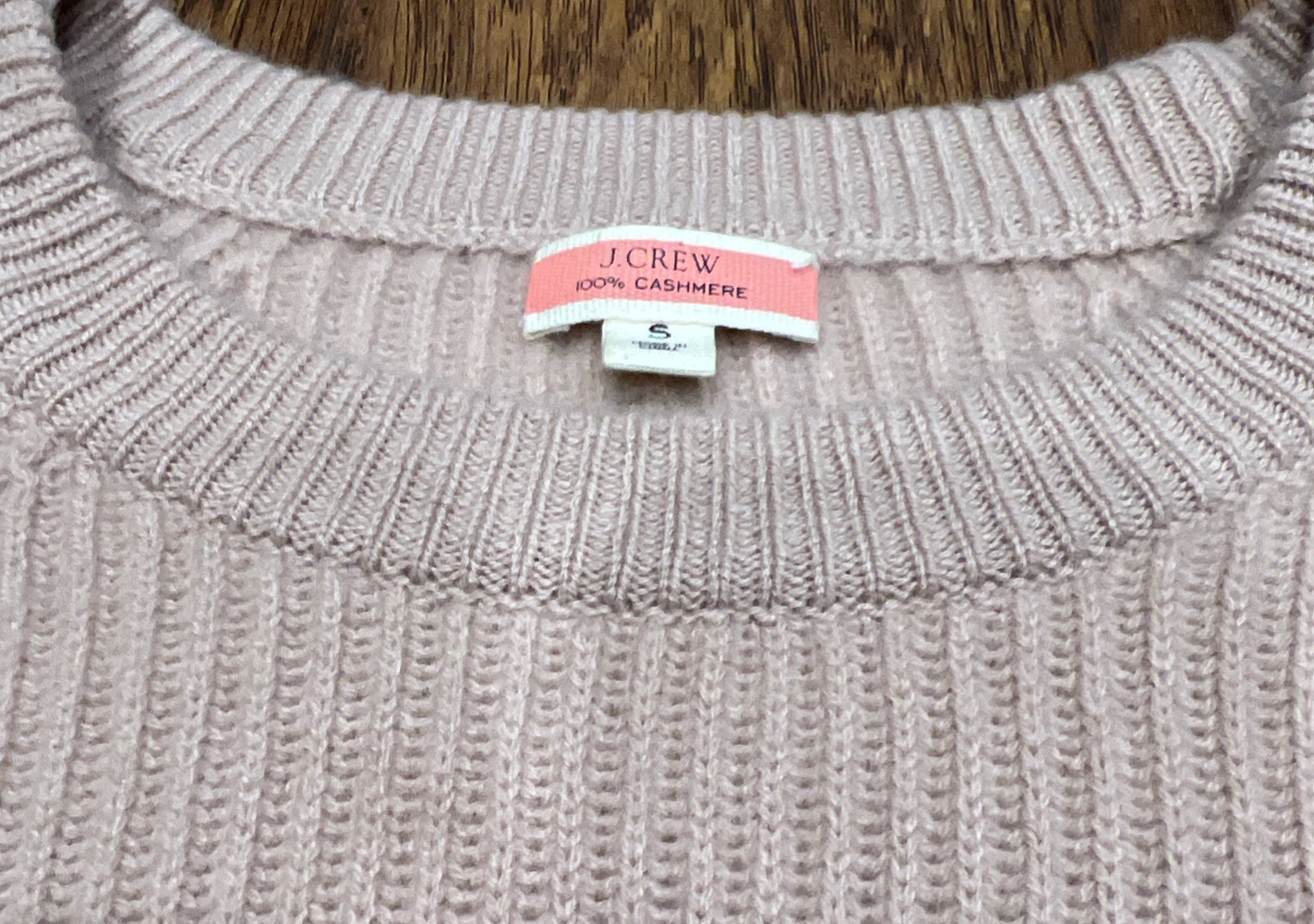 J Crew 100% Cashmere Sweater Womens S Blush Ribbed Crew Neck Pullover Soft