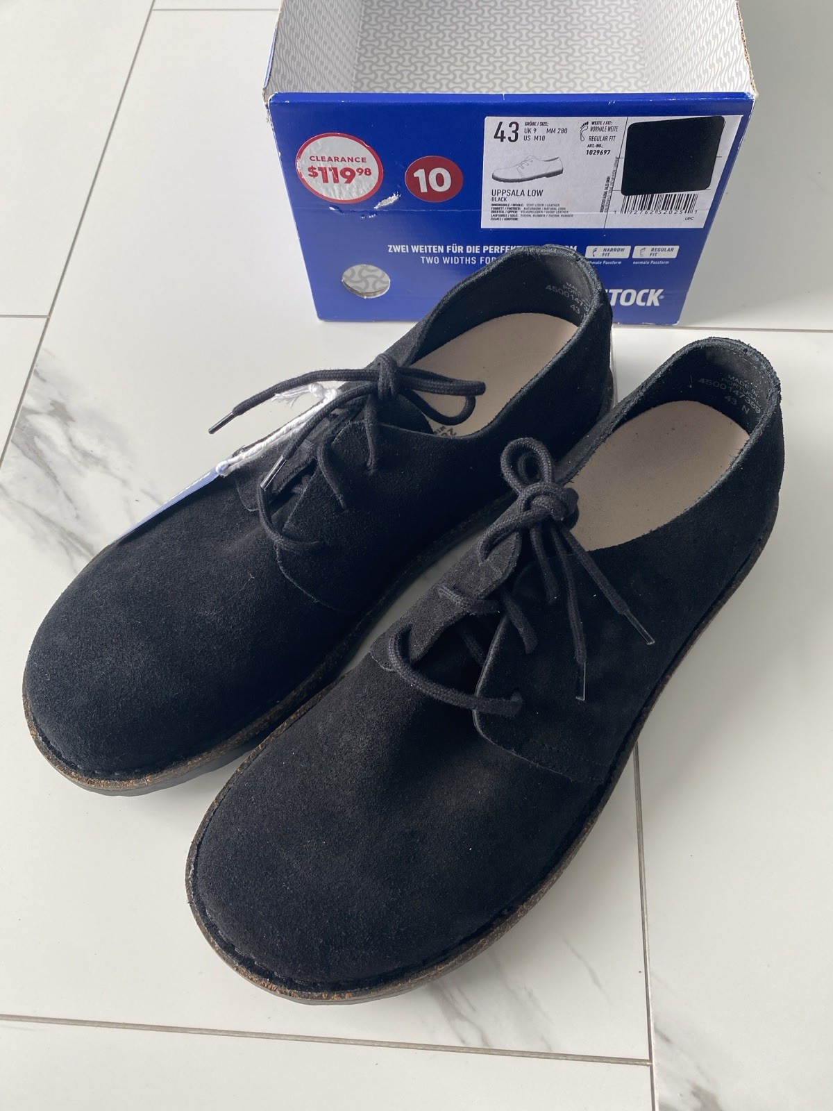Birkenstock Uppsala Low Suede Black Men’s Size 43 US 10 Regular Fit 1029697 NEW
