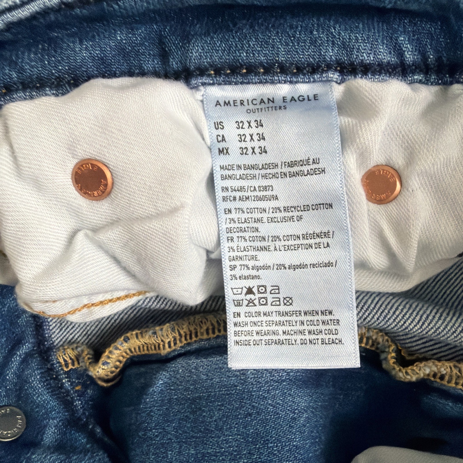 American Eagle Relaxed Straight Jeans Men’s 32×34 Blue Medium Wash NWT AirFlex