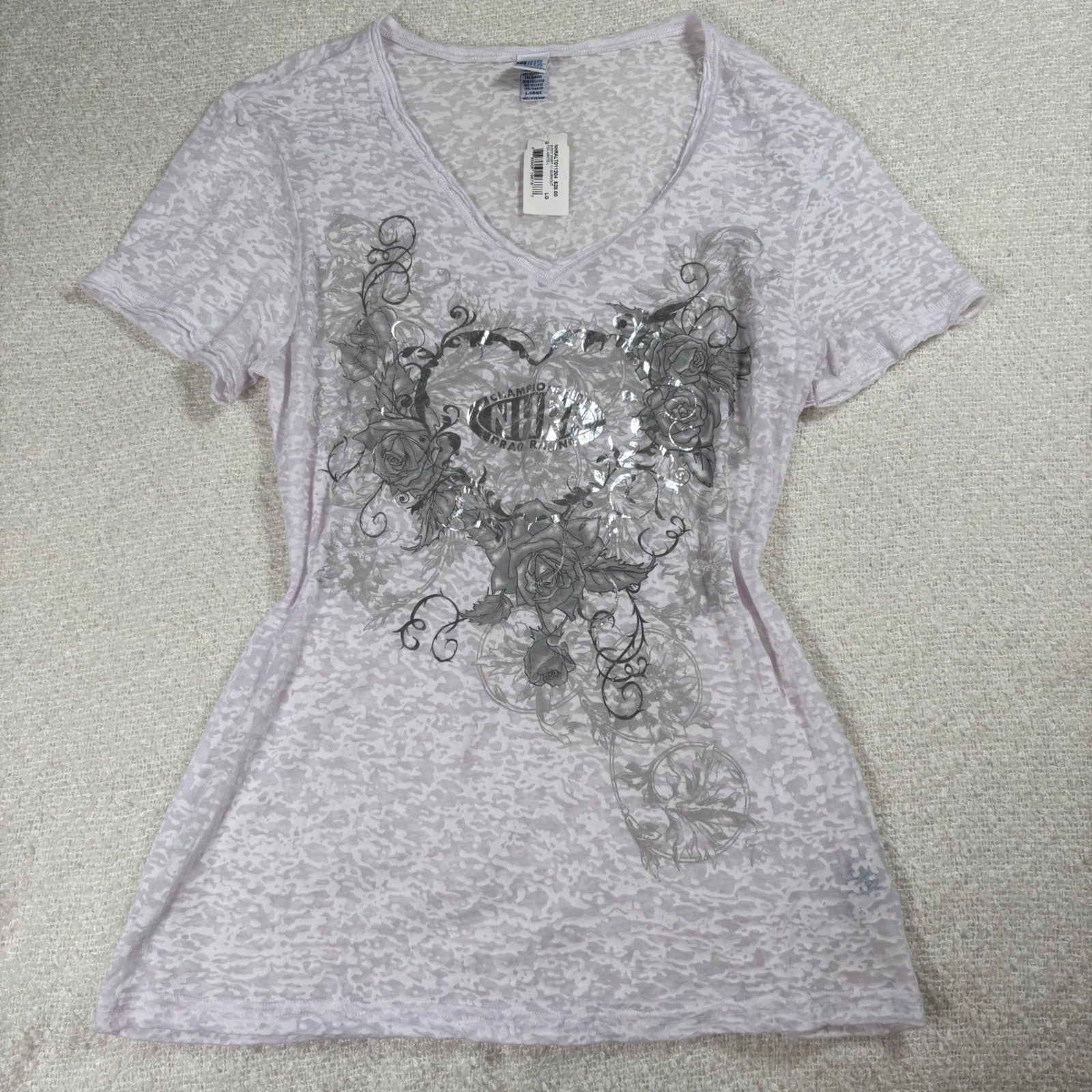 NHRA championship drag racing white & silver y2k burnout tee grunge rock fairy