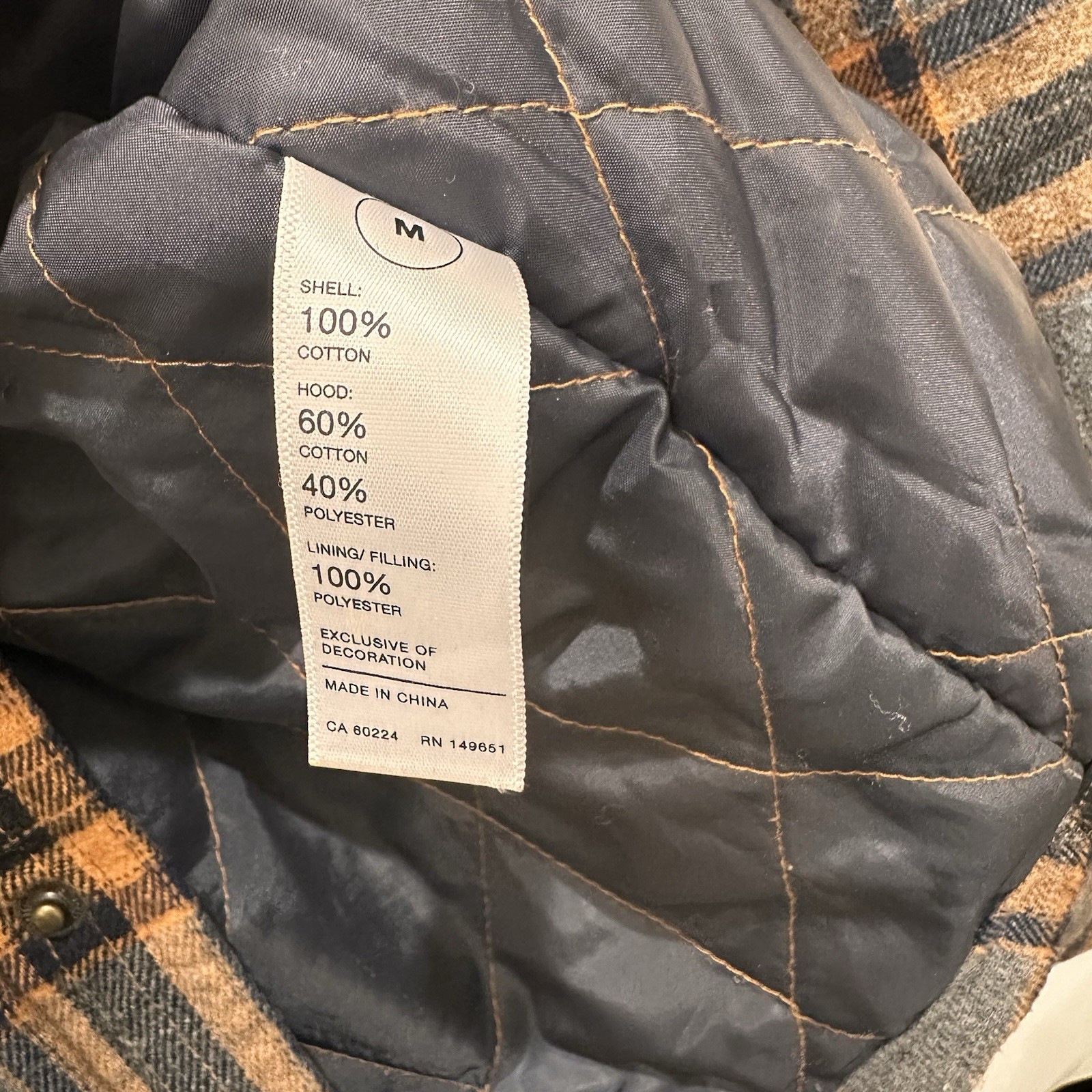 Legendary Outfitters Men’s Cotton Flannel Hooded Jacket Insulated Plaid Size Med