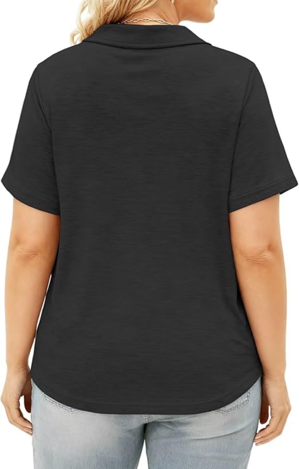 Plus Size Polo Shirts for Women V Neck Collared Casual Short Sleeve Tops Summer