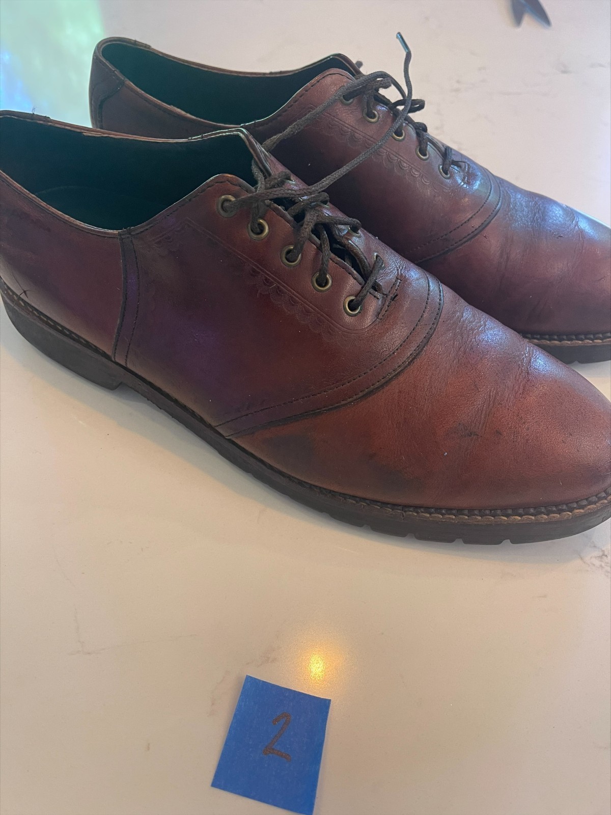H.S. TRASK 12 M Bison Leather Saddle Shoes Model #4066