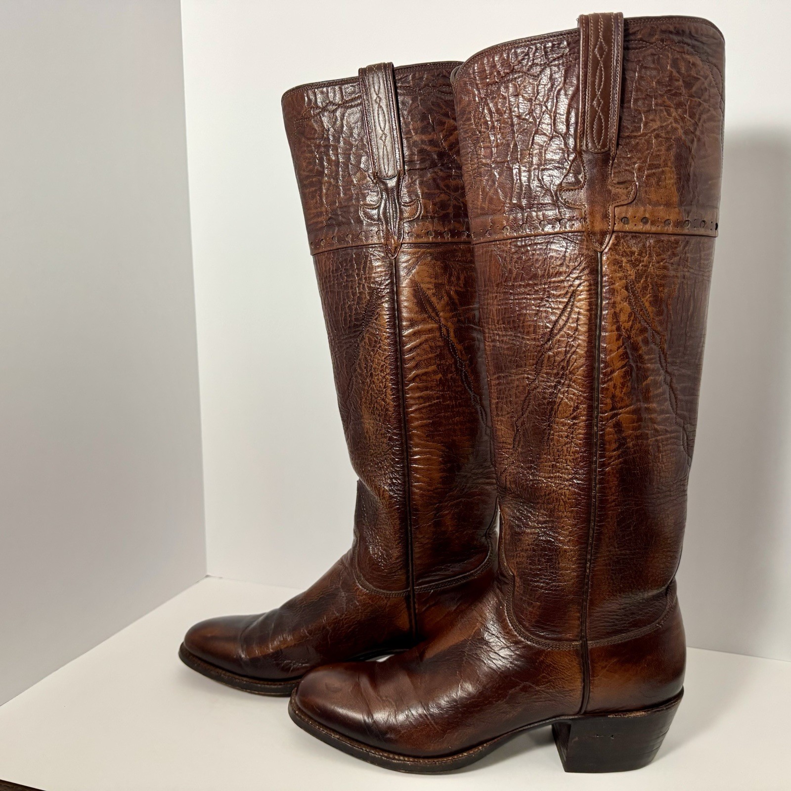 Lucchese 1883 Cutter Bill Cowgirl Boots 6.5A B/O Goat Leather Kennedy Pull On