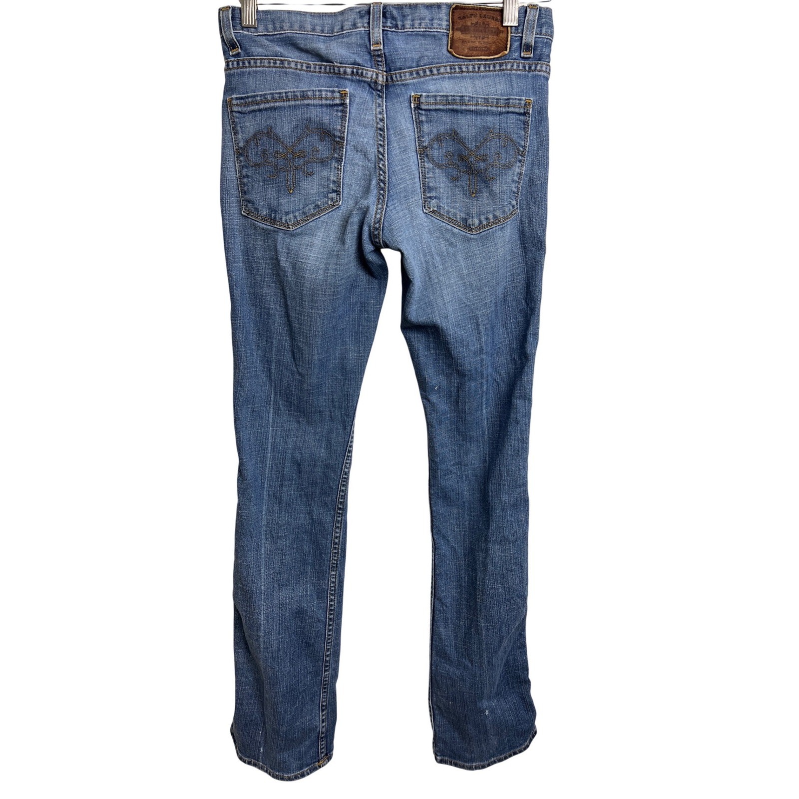 Ralph Lauren Women’s Bootcut Jeans Size 28 Blue Stretch Denim Embroidered A48