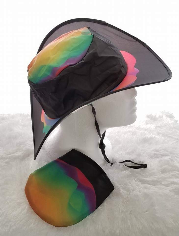 Twist & Fold, Unisex Sun Hat, Cap Rainbow, Waves, Tye Die, Pride -Free Shipping!