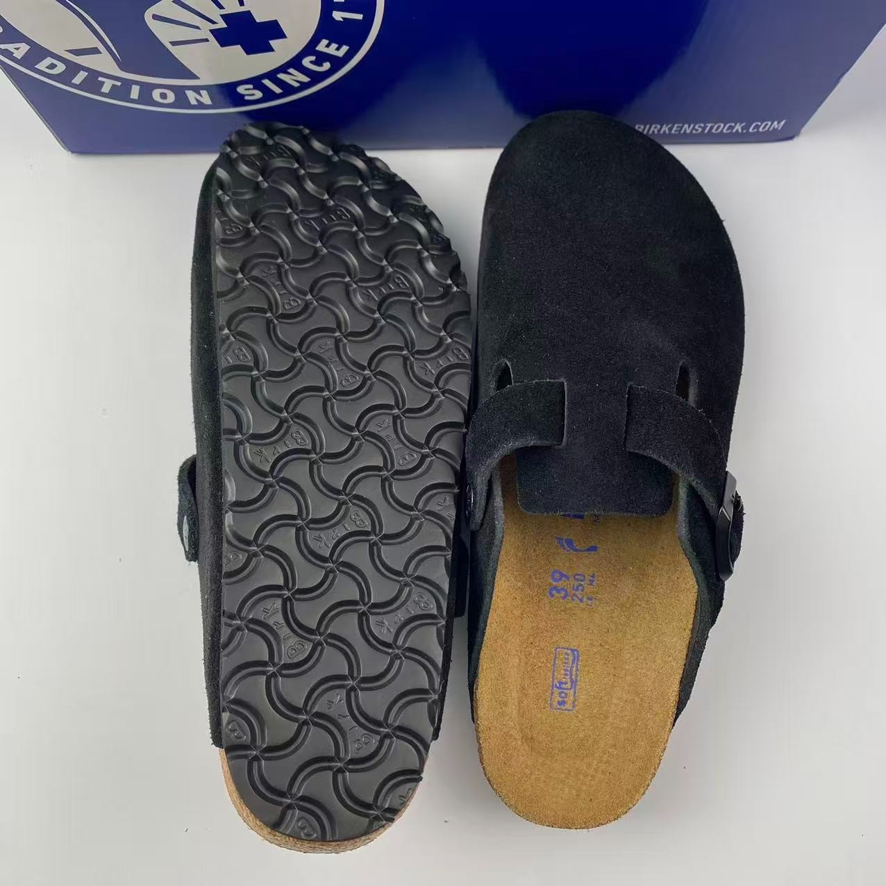 Birkenstock Boston Soft Footbed Black Suede Leather Unisex Shoes Clogs EU37-45