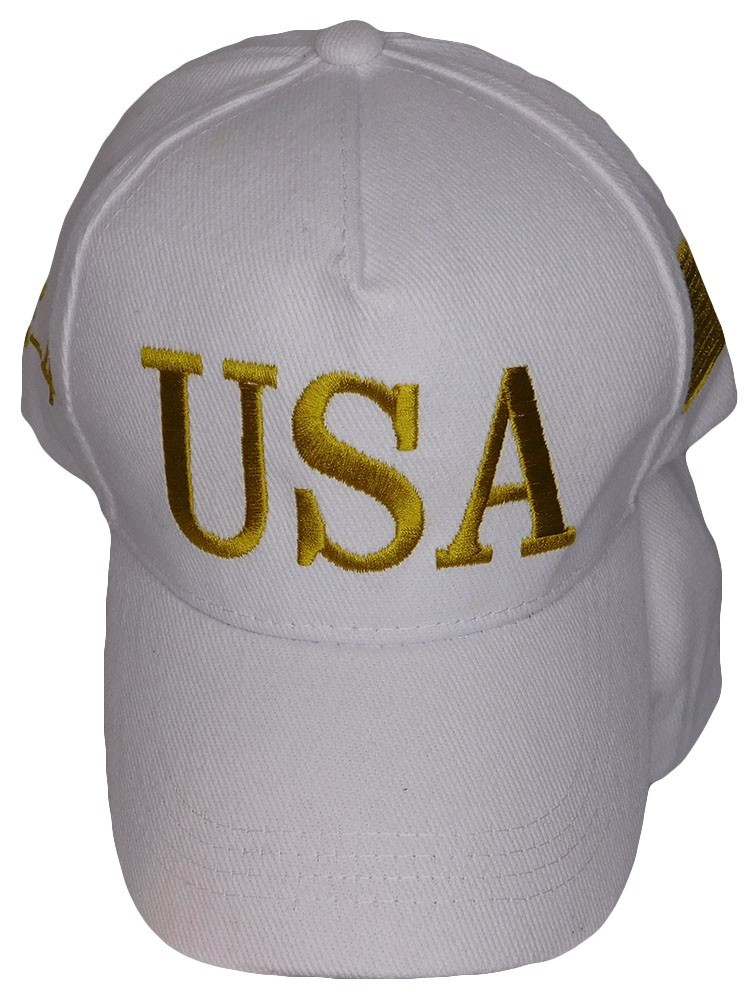 USA 3D Letters 45-47 Trump 2028 USA Flag White Cotton Embroidered Cap Hat