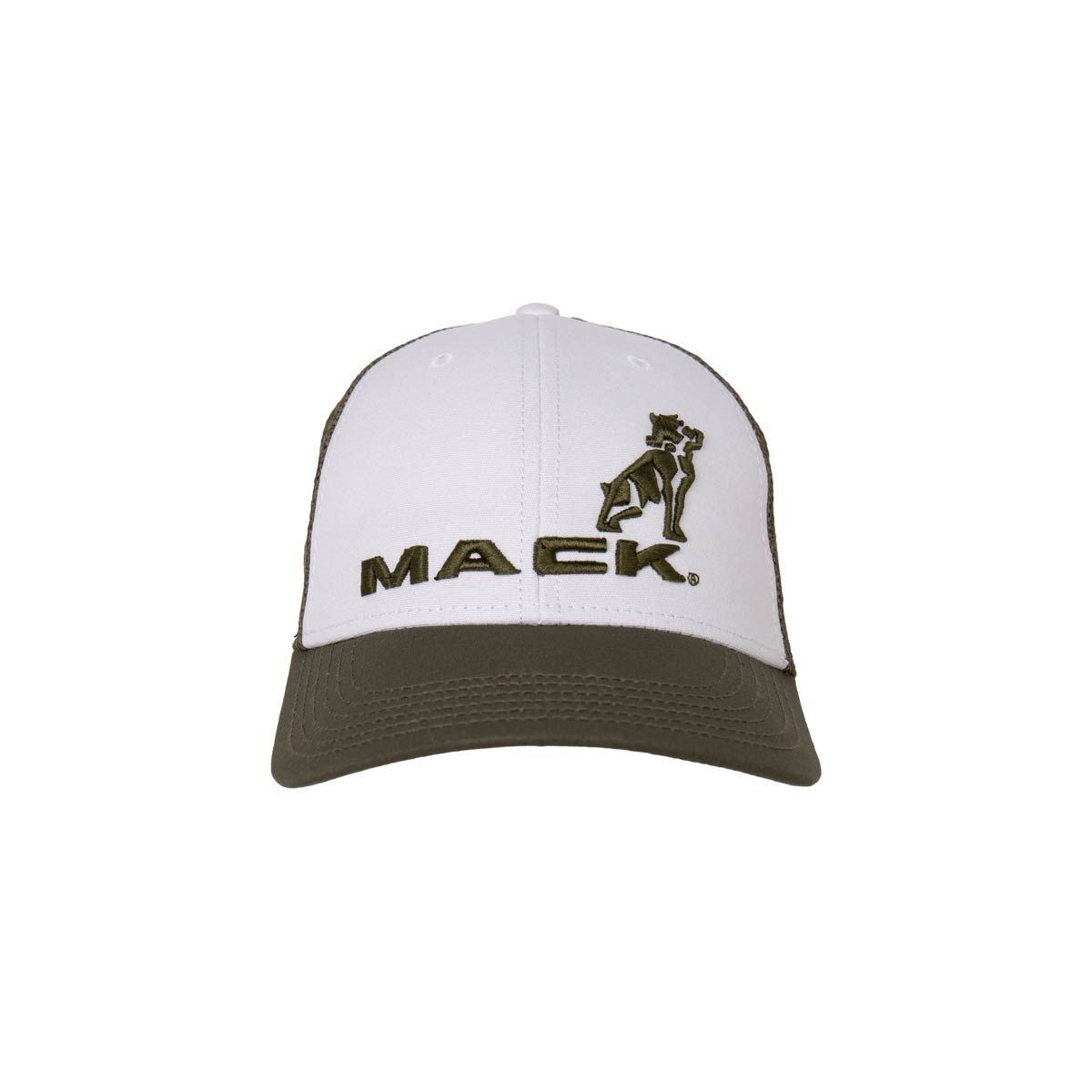 Mack Trucks Olive Green Lo-Pro Structured Trucker Hat, Mesh Back, Logo Embroider