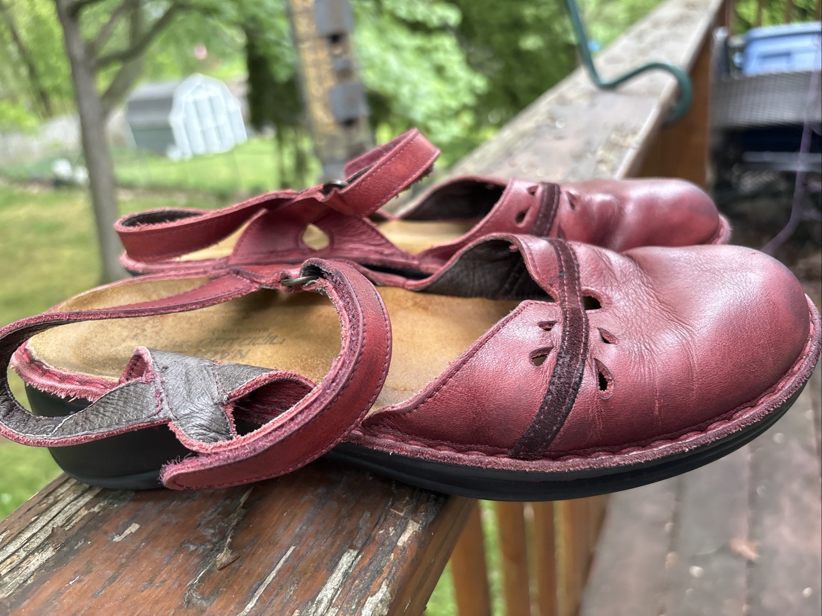 Naot Shoes 39 US 8 Gardenia Sandals Slingback Mary Jane Israel Red Burgundy