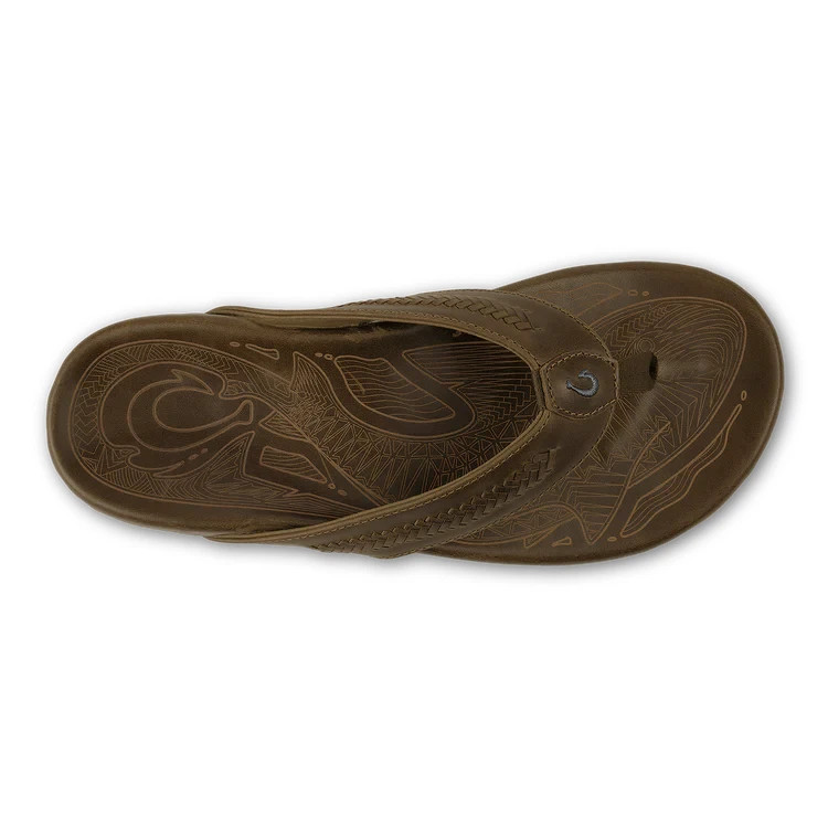🧡*NIB*OluKai Men’s Size 11 Mea Ola Mano Leather Beach Sandals -Mustang/Tan