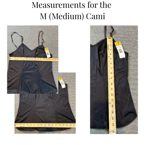 NWT VTG Vassarette CAMISOLE Black White Adjustable Strap 17701 M, L, XL, or 2XL