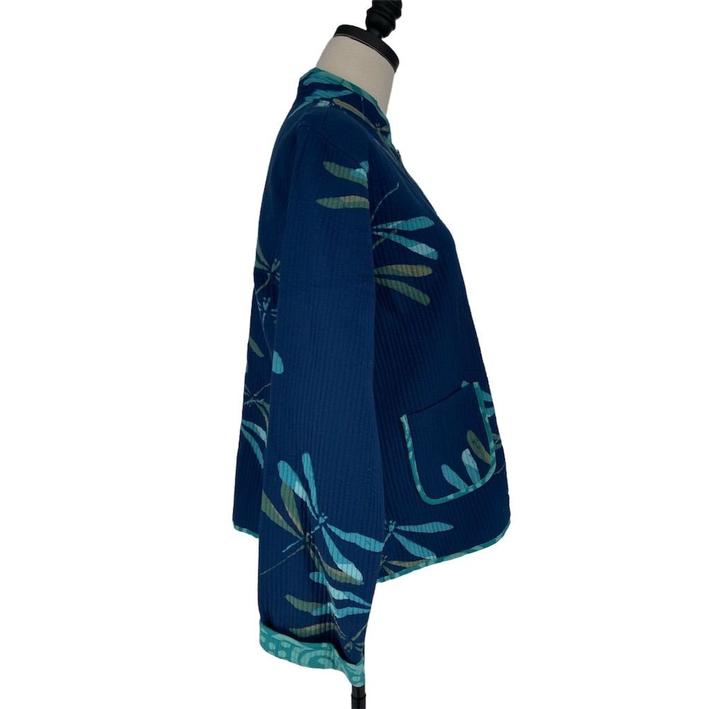 Draper’s & Damon’s Womens M Reversible Dragonfly/Swirl Quilted Jacket Multicolor