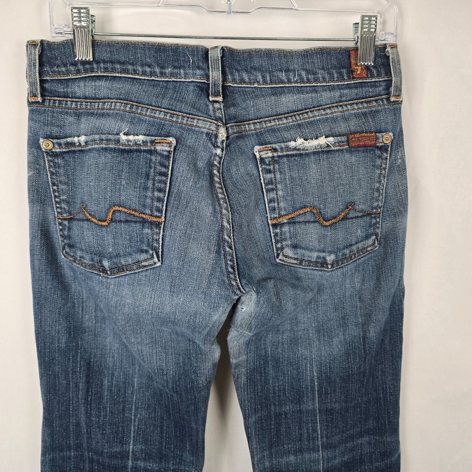 7 For All Mankind Jeans Women’s 28 Blue Flare Medium Wash Slight Distress