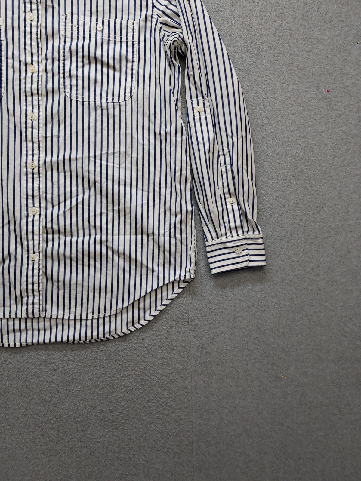 Lauren Ralph Lauren Shirt Womens Large White Blue Striped Button Up Long Sleeve