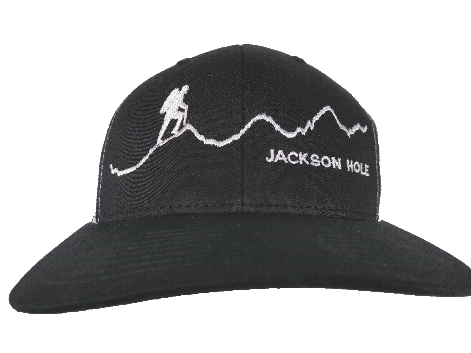 Jackson Hole Wyoming Hat Cap Black & White Mesh