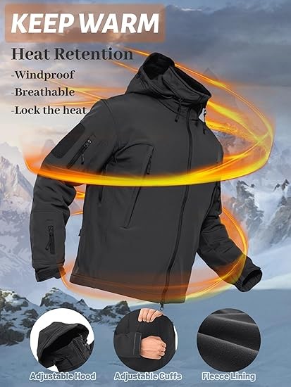 Mens Tactical Jacket Military Waterproof Coat Soft Shell Work Windbreaker Jacket