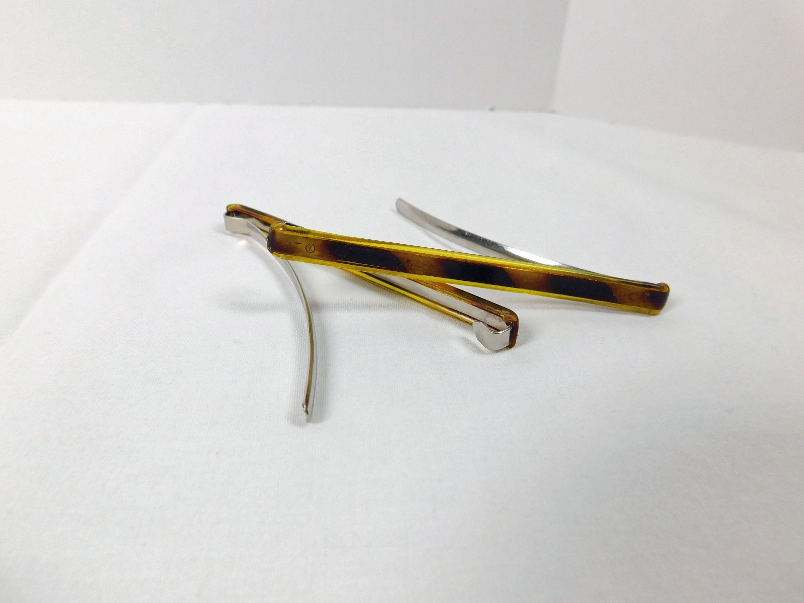 2 Goody Stay Tight Vtg Clasp Clip Hair Barrettes 3” USA Mock Tortoise Shell