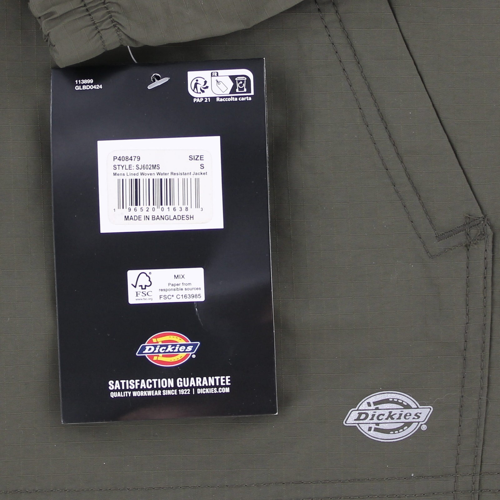 Dickies Ripstop Utility Jacket, Men’s Water Repellent Jacket, 3 Piece Hood