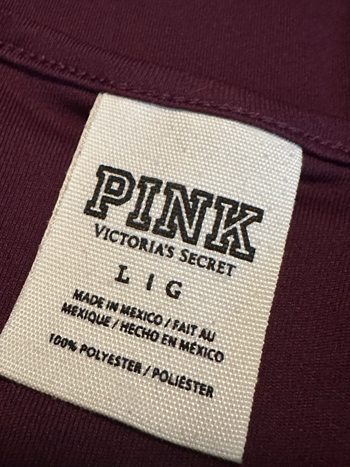 Victoria’s Secret PINK Burgundy Logo Knit Racerback Tank Top Large
