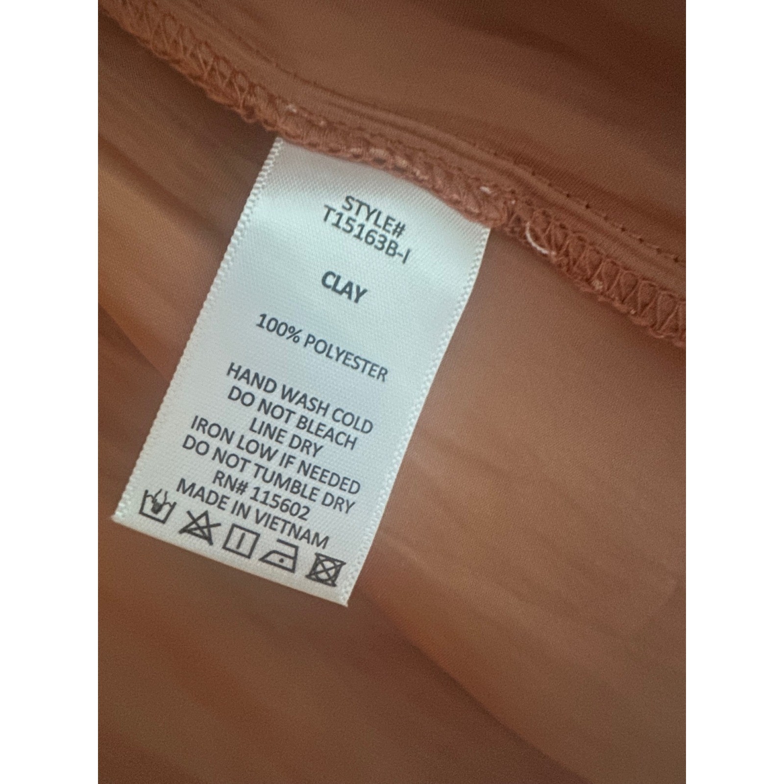 Lush Clay Orange Satin Mock Neck Blouse Long Sleeve Pleated Top Medium Fall