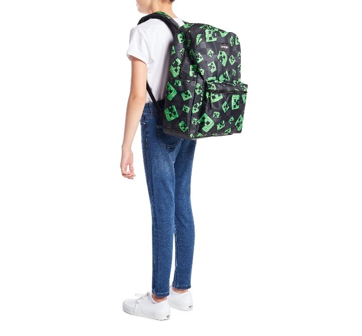 Minecraft Creeper – School Backpack Book Bag 17″ Green Black Kids Backpack New!