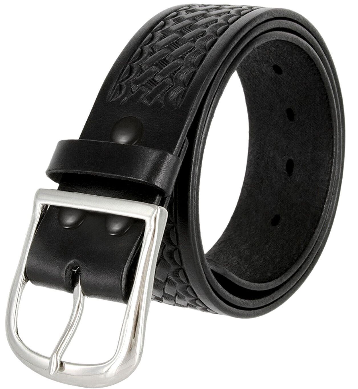 Men’s Basketweave Genuine One Piece Leather Utility Uniform Work Belt 1.75 Inch