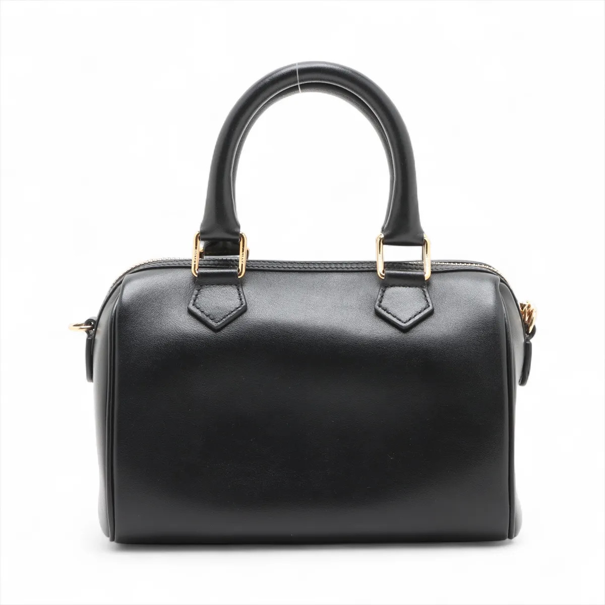Celine Cuir Triomphe Small Boston Leather 2 Way Handbag Black