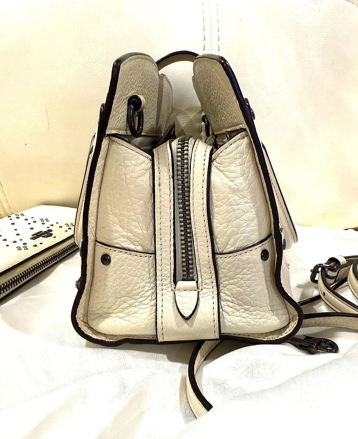 Coach Mercer Satchel 24 in Grain Leather with Bandana Rivets 55634 and Wallet.