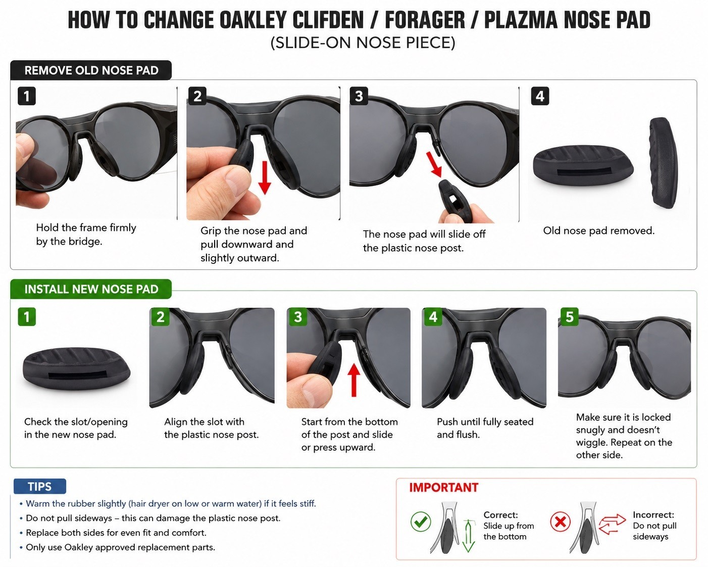 4 Pairs Nose Pad Replacement For-Oakley Clifden OO9440 Forager Plazma Sunglasses