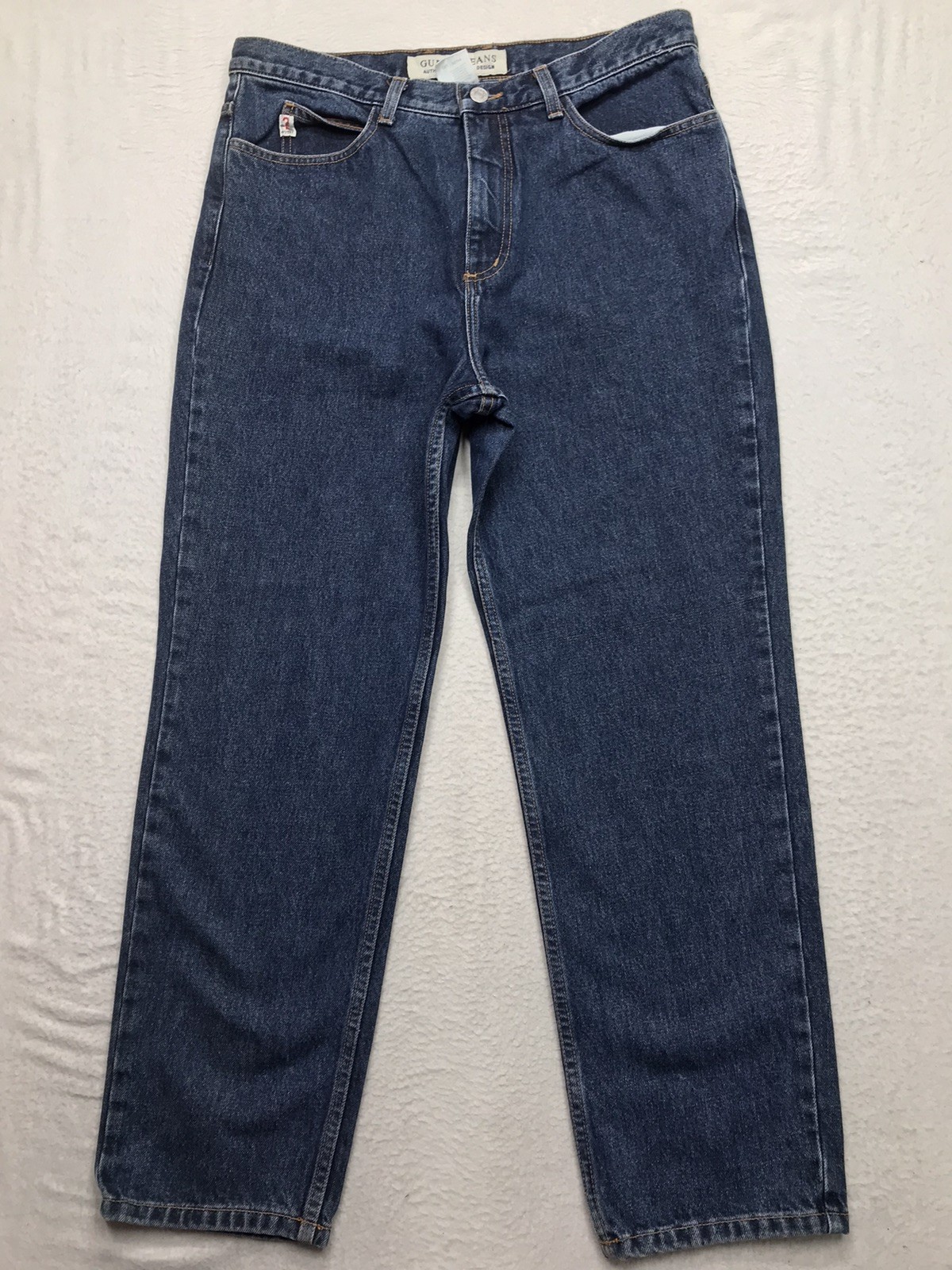 Vintage GUESS 1050 Jean Men 34×28 Tapered Relaxed Fit Dark Wash USA Made Denim