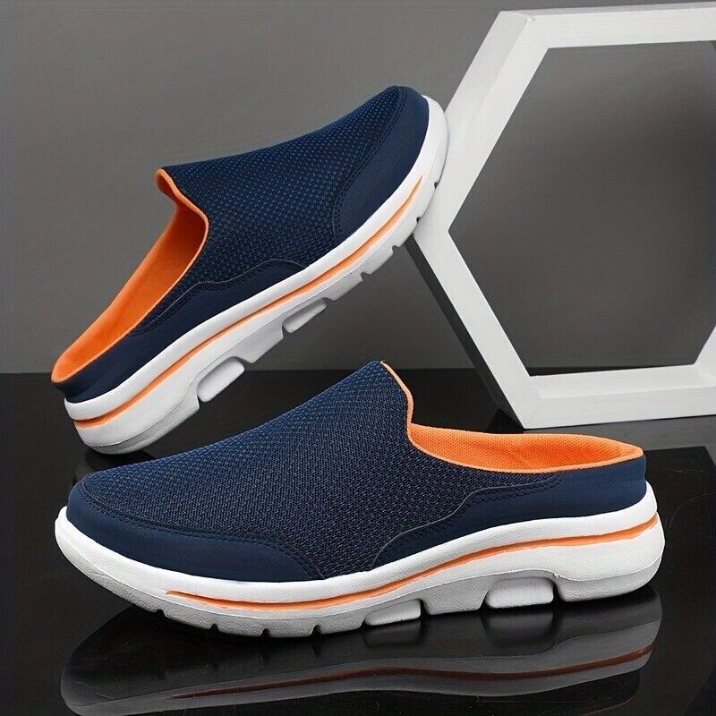 Men’s Slip-on Mules Half Sneakers Casual Walking Shoes Outdoor Backless Sneakers