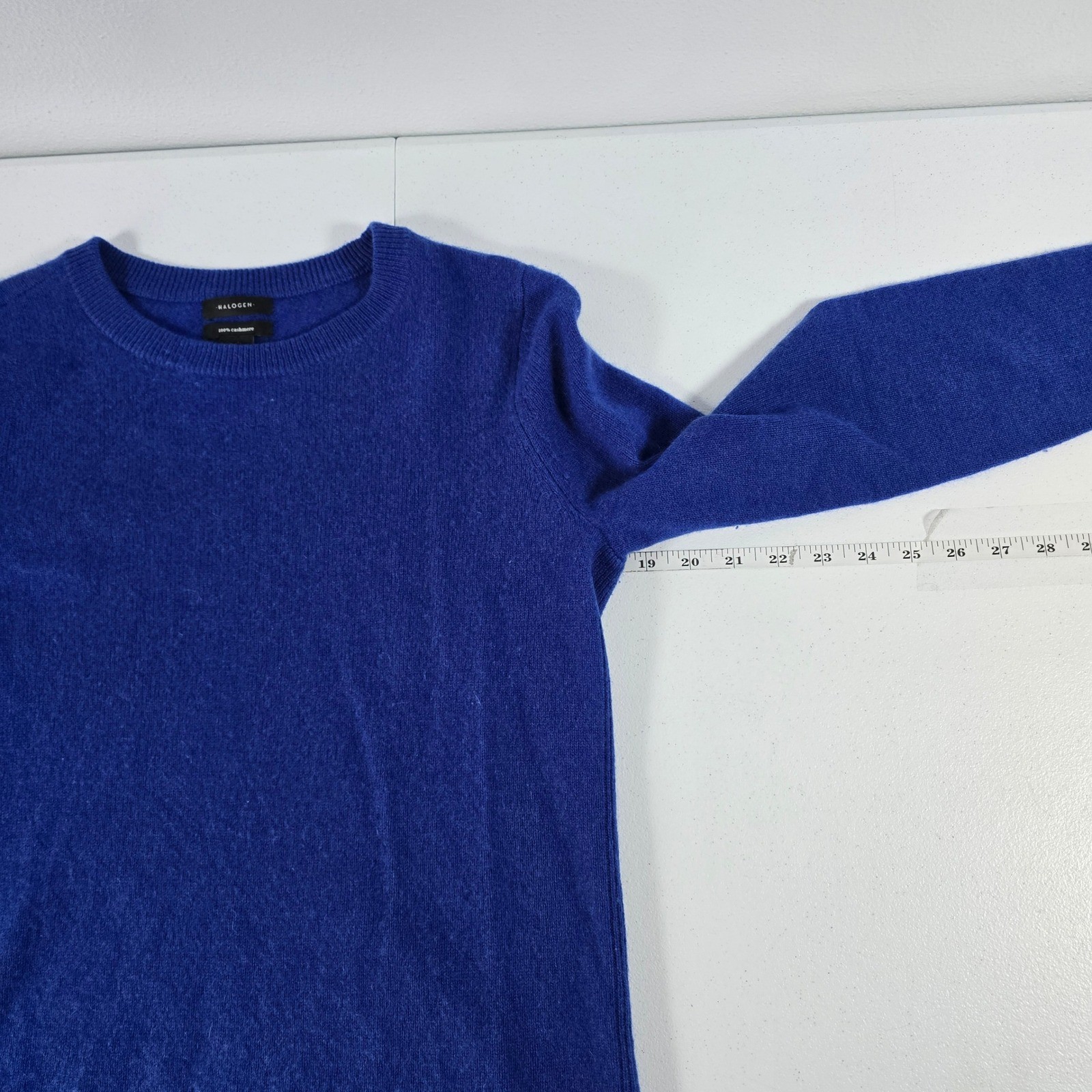 Halogen Womens Royal Blue 100% Cashmere Crewneck Sweater High Low Hem Small