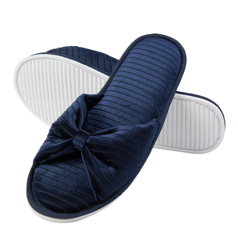 Slip-on Open Toe Velet Slippers Memory Foam Sole Women Fashion Spa House Shoes
