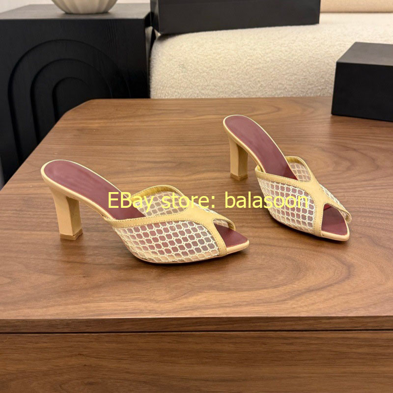 thick-heeled slippers 2026 summer hollow fishmouth high-heeled slippers 35-41