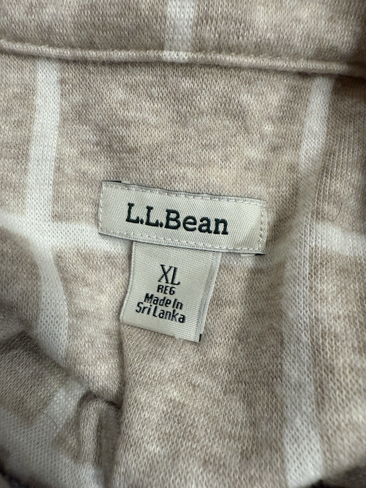 Women’s L.L.Bean Favorite Knit Shirt, Plaid Beige/White Size XL