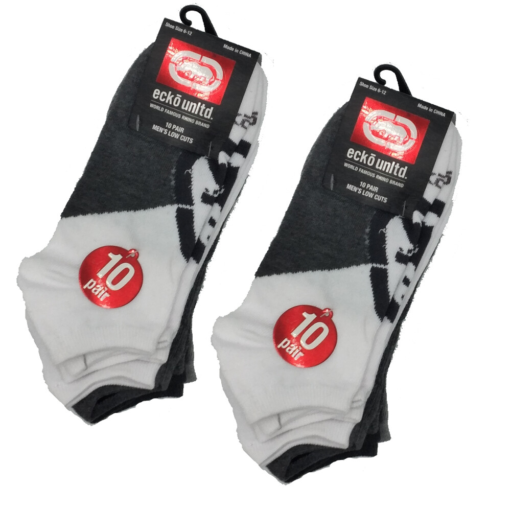 10-20 Pairs of Ecko Men’s Basic Quick Dry No Show Athletic Socks 10-13