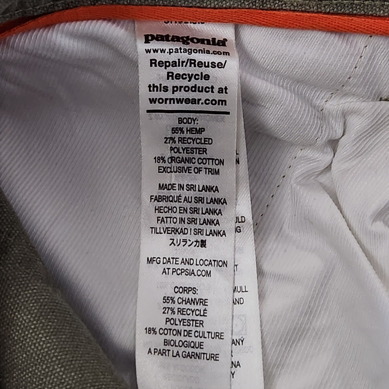 Patagonia Slim All Seasons Hemp Pants Womens 4 Fatigue Green Cargo Straight Leg
