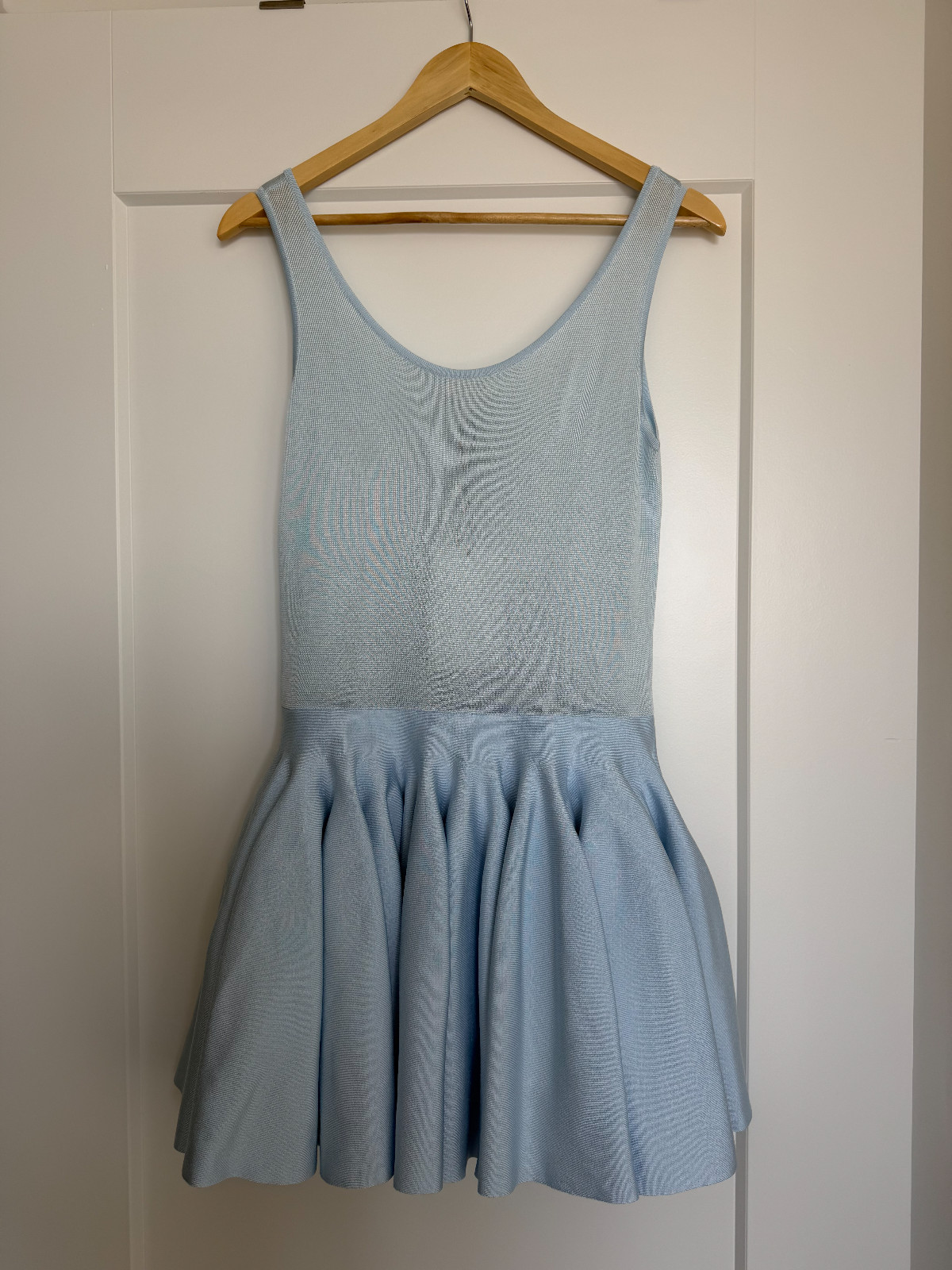 ALAÏA Mini Godet Dress – Bleu Neige – FR 34