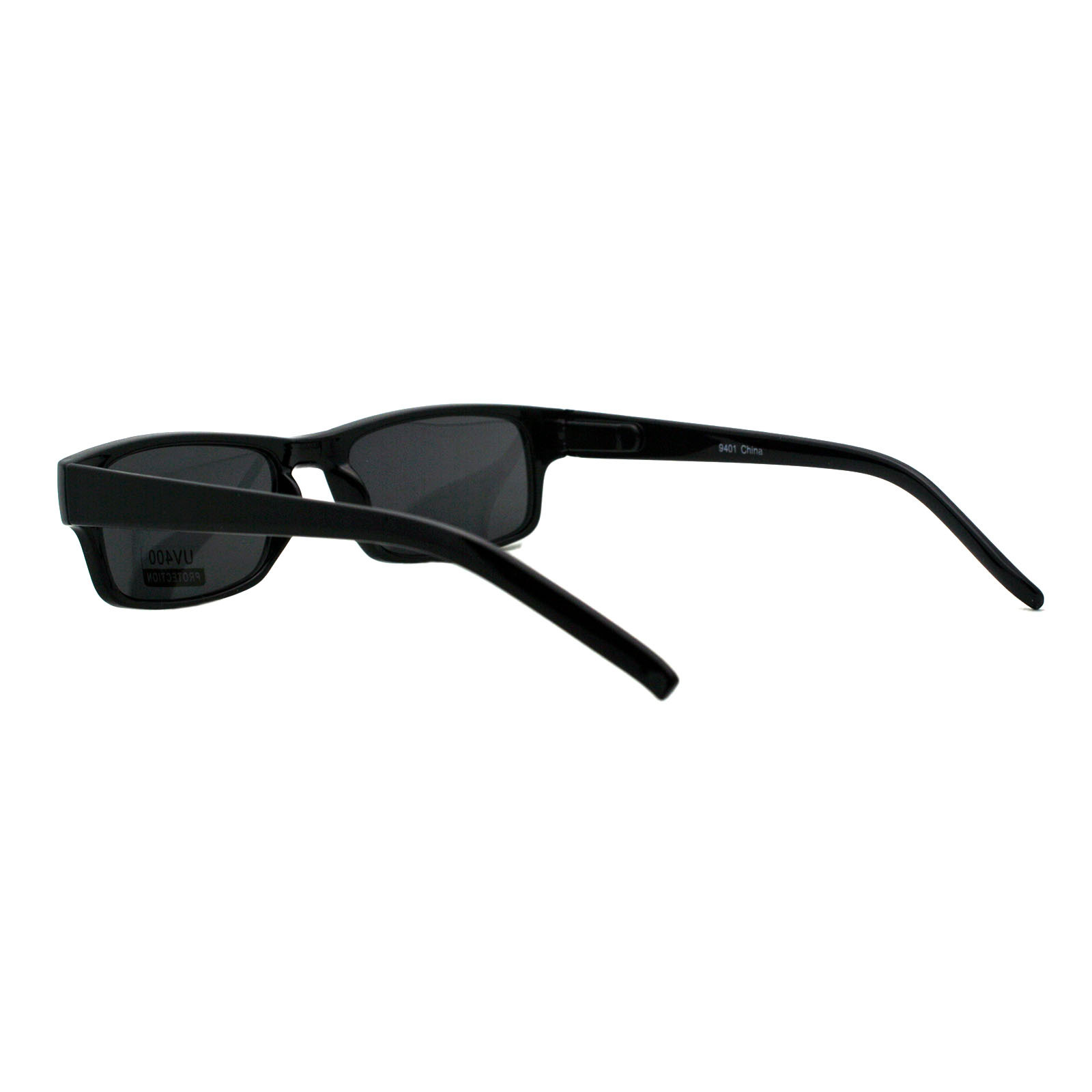 Small Black Rectangular Frame Sunglasses Black Lens Spring Hinge UV 400