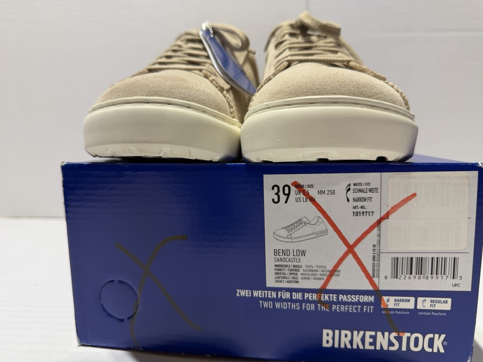 Birkenstock Bend Low Canvas Suede Sandcastle Sneakers. Size 39 US W8 M6