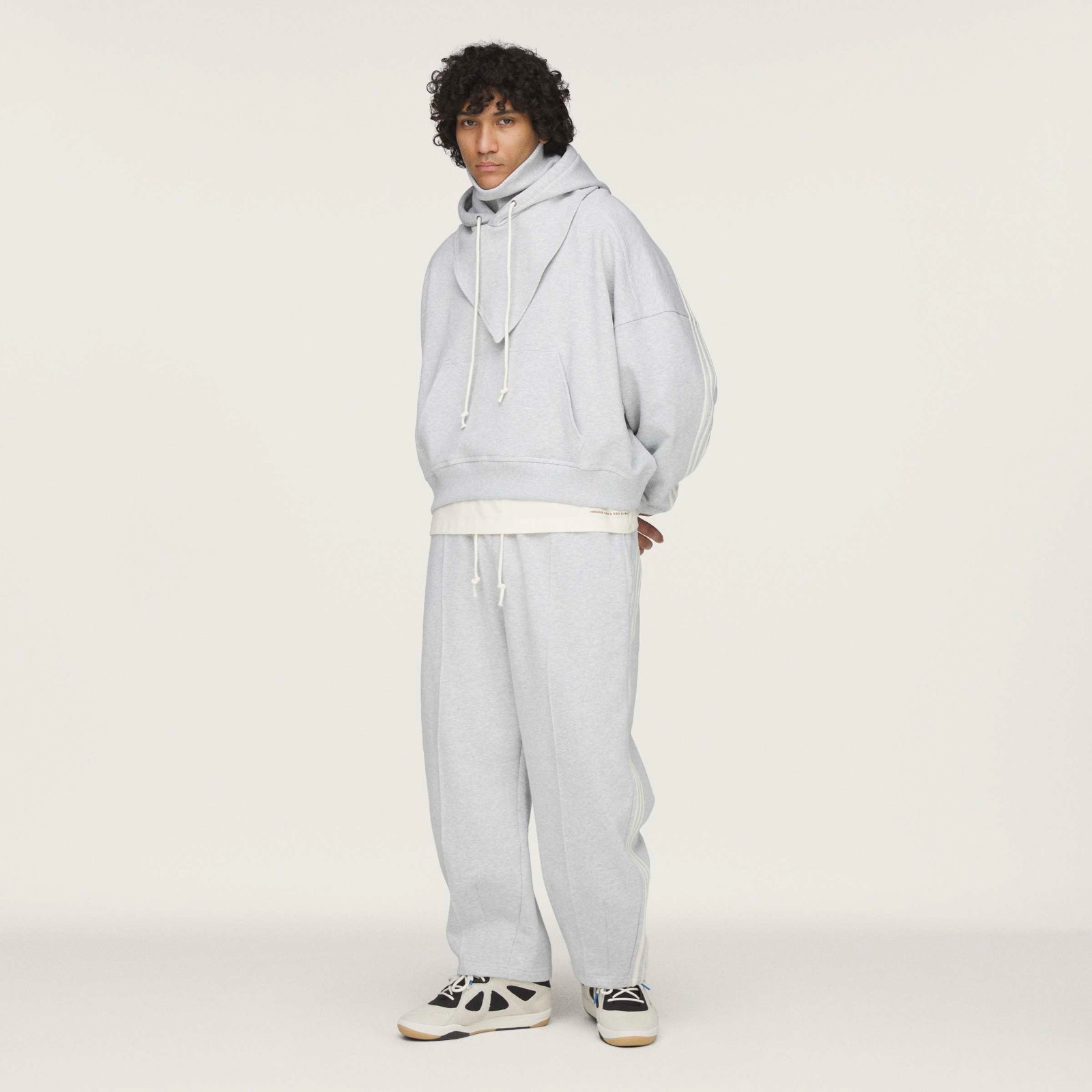 Adidas x Bad Bunny (Light Grey) Men Crewneck Hooded Balaclava Sweatshirt KF1798